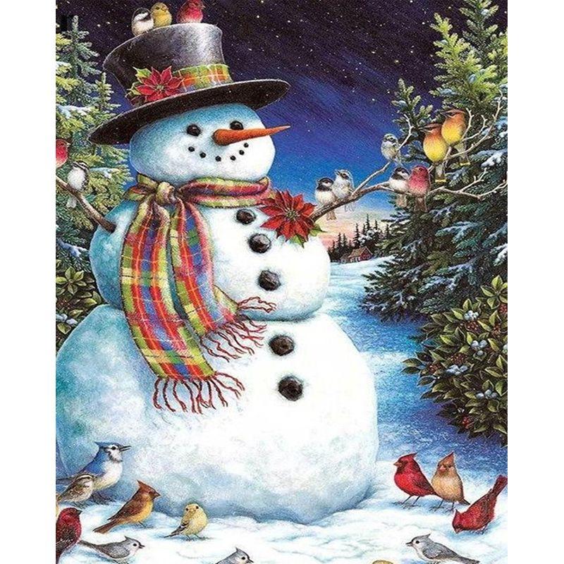 Full Round Drill Diamond Painting 5D Snowman Diamond Embroidery Winter Landscape Cross Stitch Home Decoration