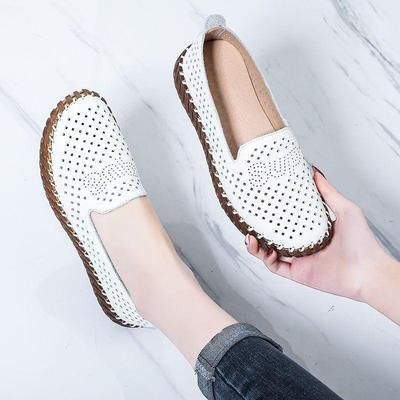 Sandálias de verão femininas sapatos baixos malha respirável oco sapatos casuais sola macia antiderrapante sapatos baixos
