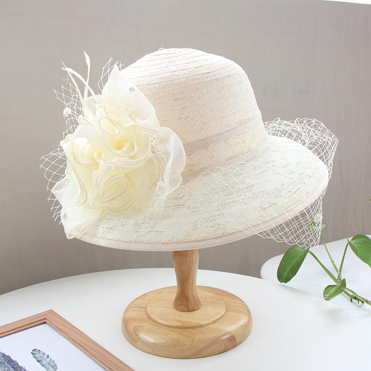 Spring and summer fisherman's hat children European and American lace foldable sunscreen visor hat beach outing dome big edge basin hat