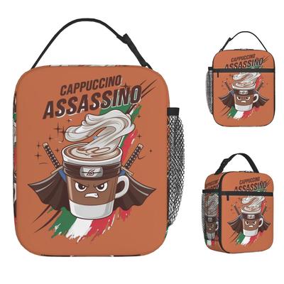 Cappuccino Assassino Italian Brainrot Lunch Bag Girls Graphic Lunch Box Kawaii Outdoor Picnic Cooler Bag Portable  Lunch Bags