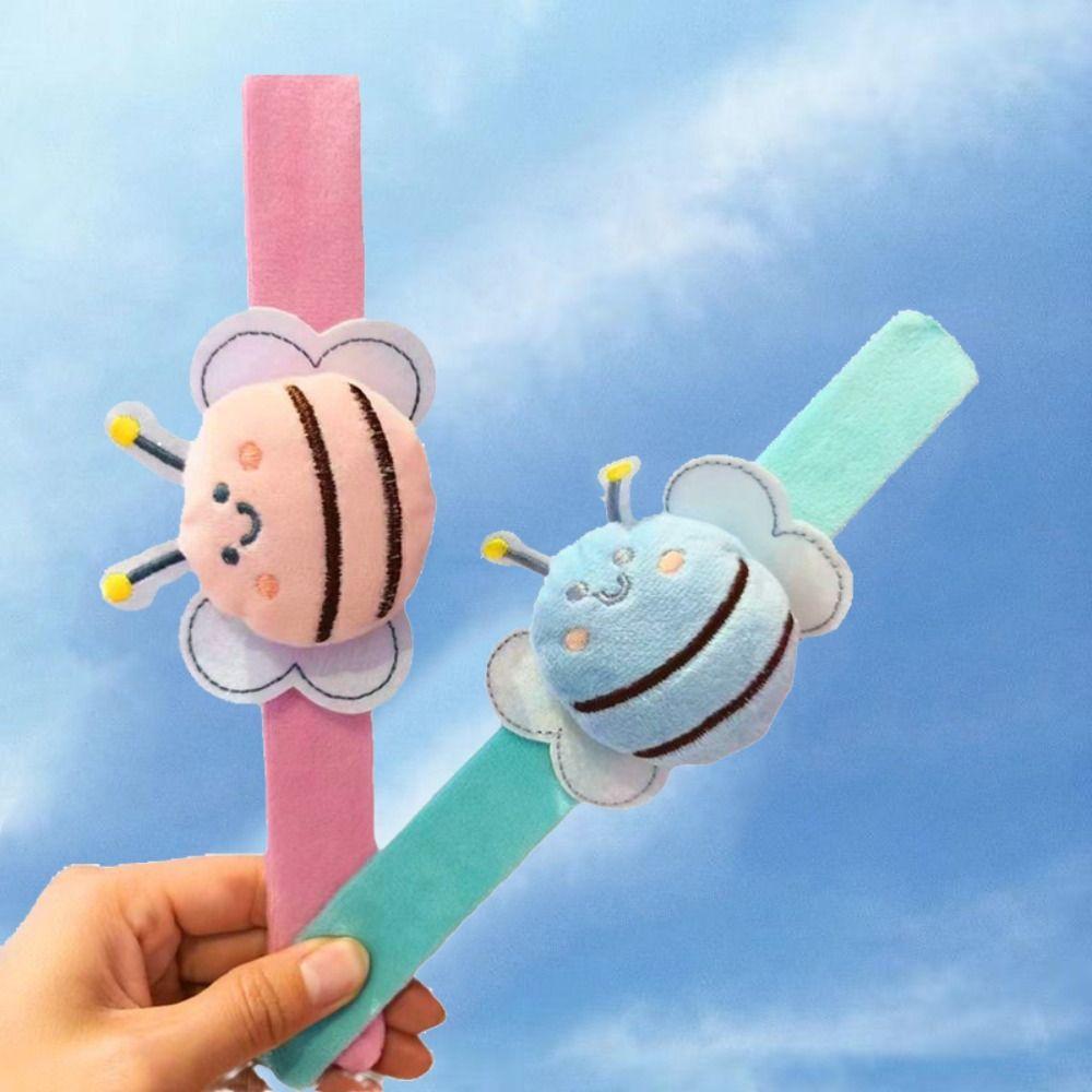 PP Cotton Stuffed Huggers Slap Toy Hand Ring Bee Plush Wrist Band Bee Slap Bracelets  Birthday Gift
