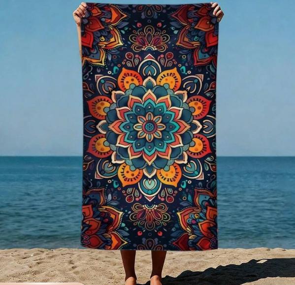 1Pc Mandala Floral Pattern Beach Towel Suitable For Beach Vacation And Swimming Washable The Ideal Gift For Women And Men Towel
