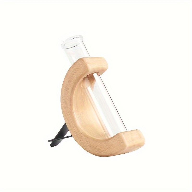 Test Tube Solid Wood Vase Mini Bonsai Vase Plant Floral Container Plant Breeding Station Mini Glass Car Flower Vase Car Decor