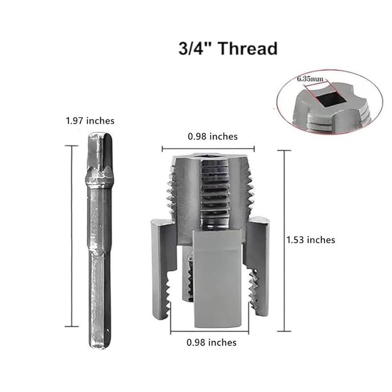 Electric Drill Pipe Threader: Internal & External Threads, 4/6 Point, 1/2+3/4 PPR Pipe Compatibility.