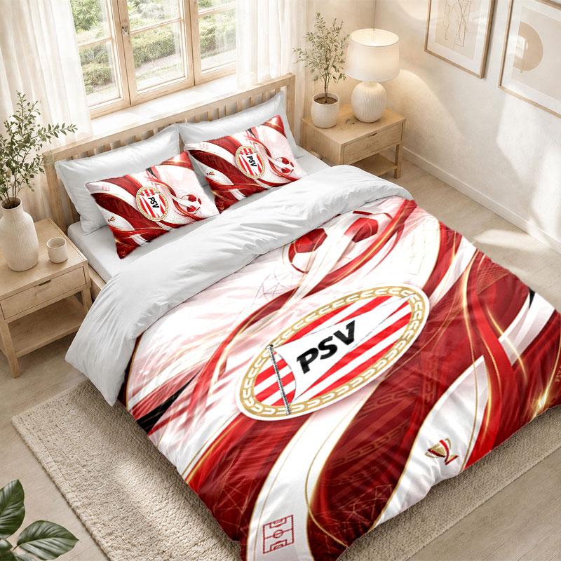 Bedding Set 1 Duvet Cover 2 Pillowcases PSV Eindhoven FC Print Bedroom Home Decoration