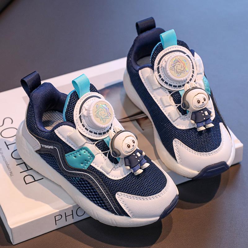 Spring and Summer New Boys Mesh Breathable Casual Non-slip Soft Bottom Rotating Buckle Technology Sports Shoes Children's Fashion Versatile