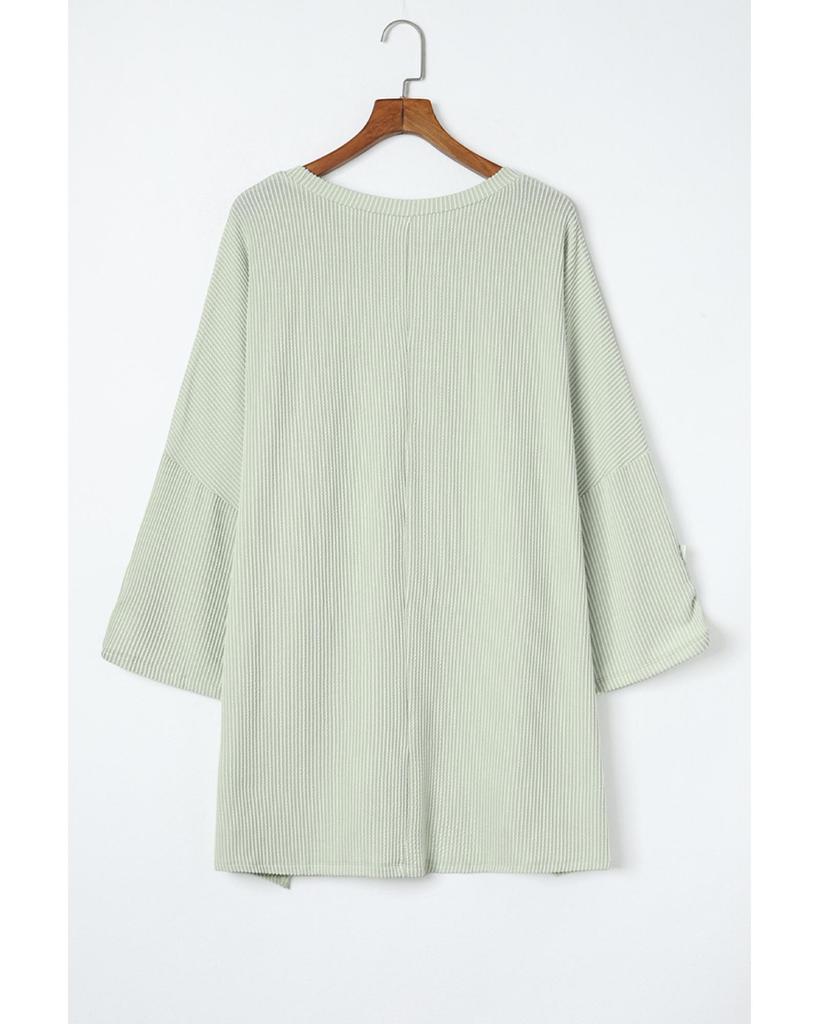 Azura Exchange Oversize Ribbed Roll-tab Sleeve Top