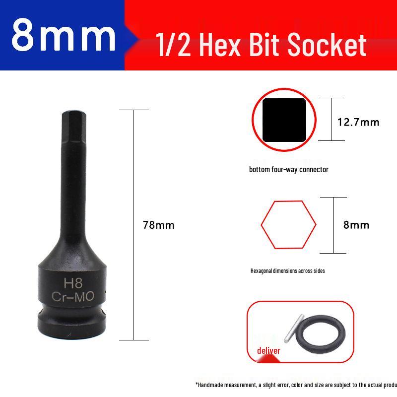 Hex 1/2" Air Impact Wrench Set with One-Piece Bit, Pneumatic Screwdriver, and Torx Socket