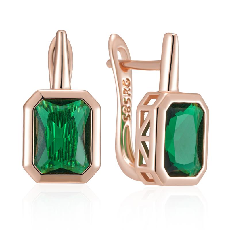 Shiny Green Natural Zircon Drop Earrings For Women Fashion Rose Gold Color High Quality Daily Fine Vintage Jewelry