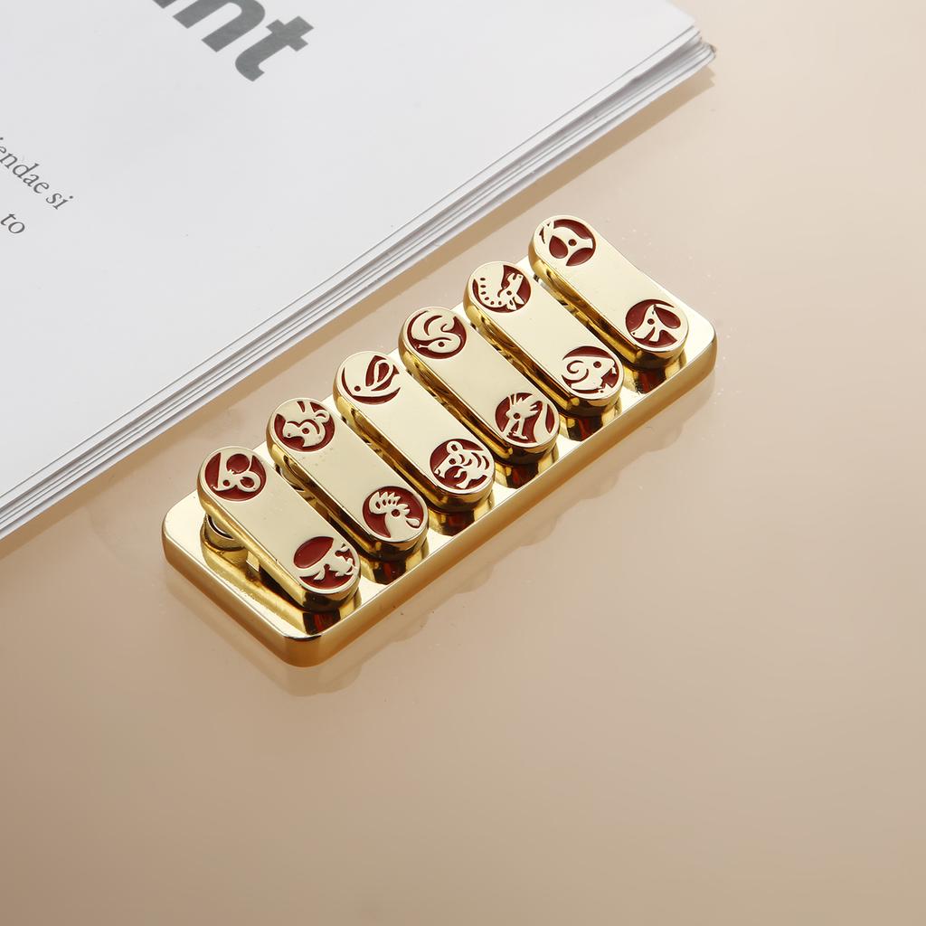 Chinese Zodiac Magnetic Slider Metal Fidget Push Card Mini Sensory Toys Fingertip Gyro Sound Wave Decompression EDC Adult Toys