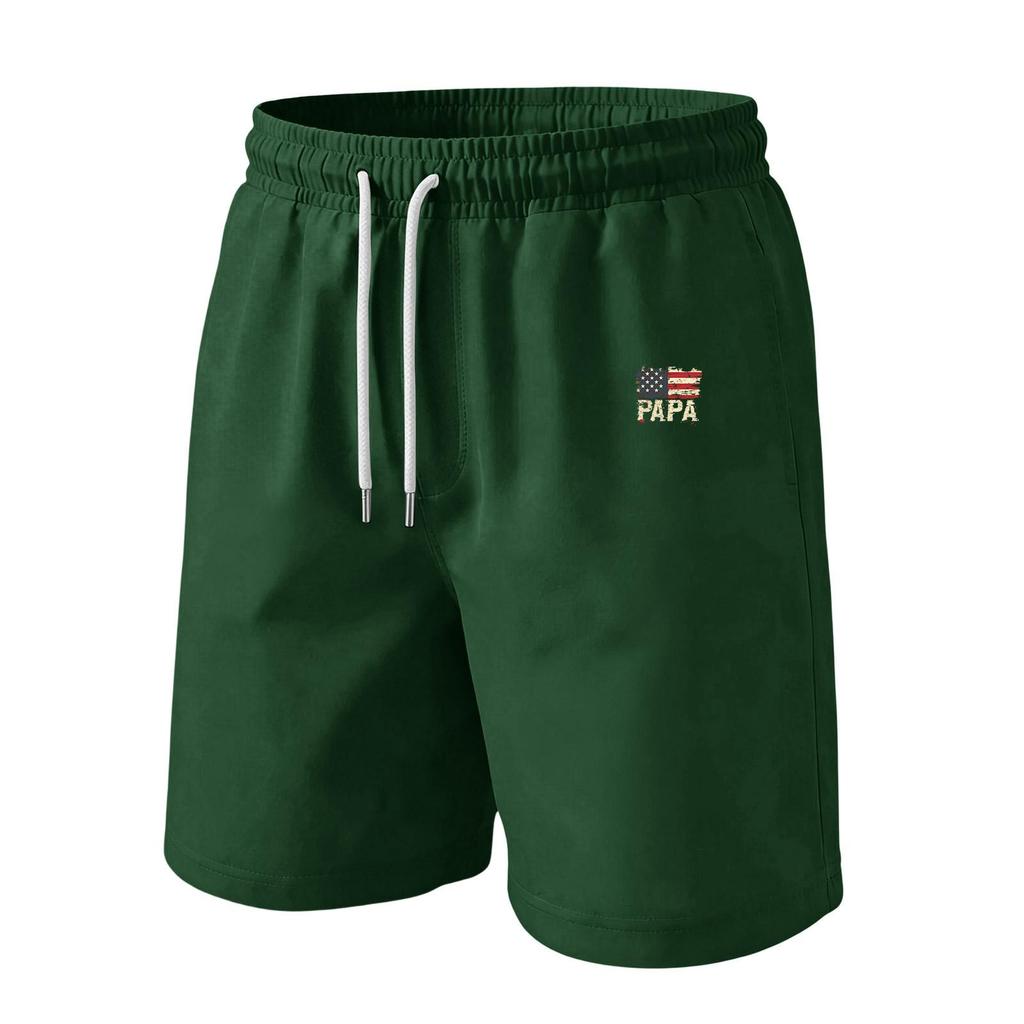 Men's Father's Day & Independence Day Flag Printed Casual Drawstring Waist Shorts