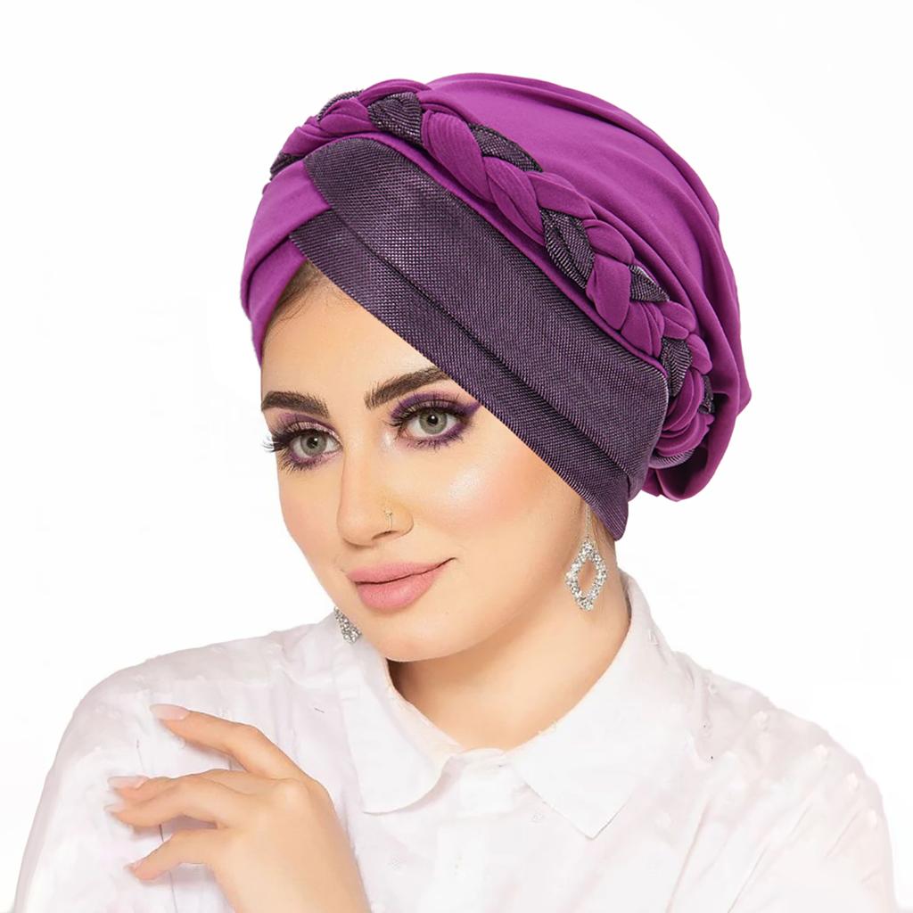 Muslim Women Hijabs Islamic Headwear Braid Head Wrap Chemo Cap Turban Hat