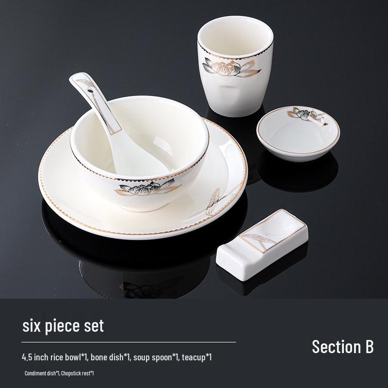 Hotel Restaurant Ceramic Tableware Set: Plates, Bowls, Cutlery, Chopsticks for Private Rooms - 7 or 8 Pieces