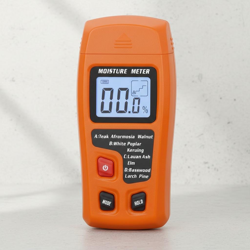 

Digital Wood Moisture Meter with 4 Measurement Modes Backlit LCD Display for Firewood Logs Walls and Caravans помаранчевий