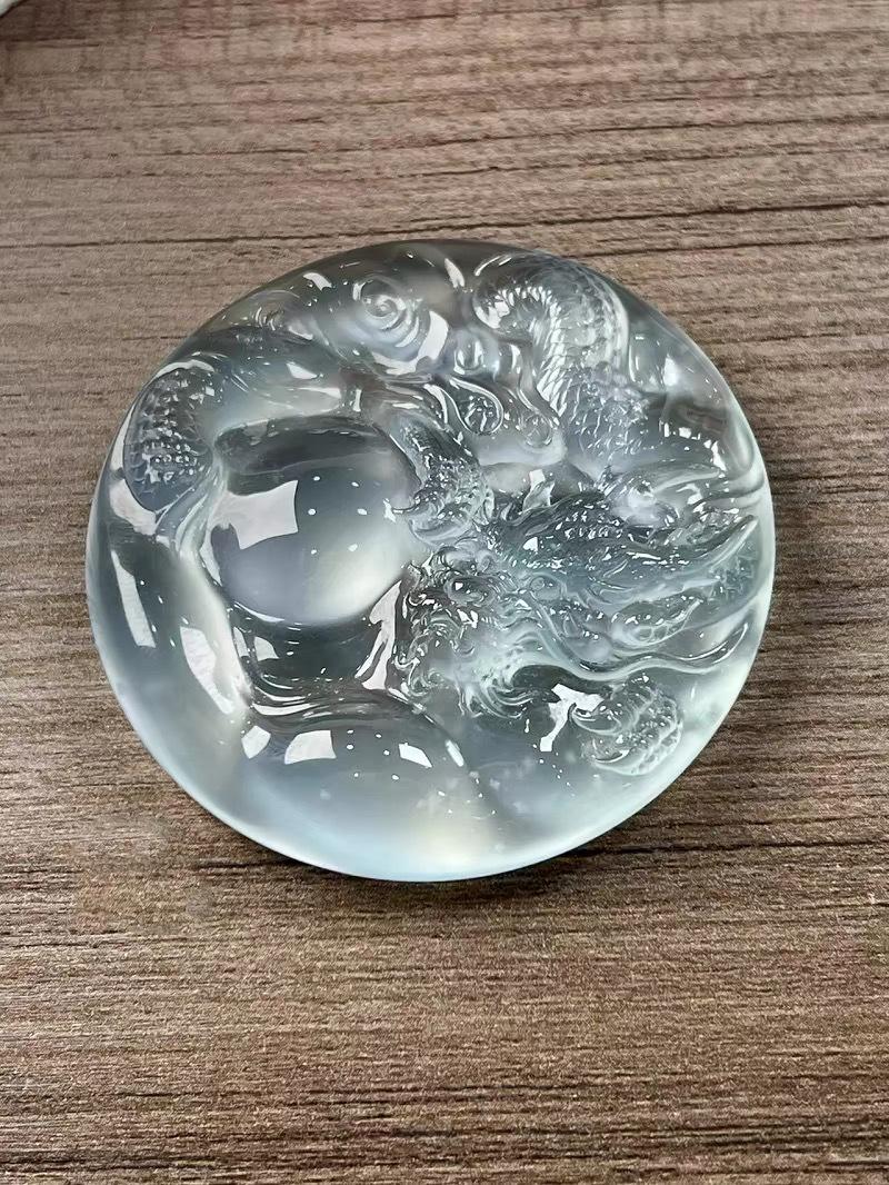 Ice-Type Dragon Pendant: Floating Flowers & Dragon Pattern, Myanmar Jade, Zodiac Birth Year Gift