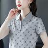 Women's Short-sleeved New Loose Middle-aged Mother's Lapel Polo Shirt Large-size Top Summer