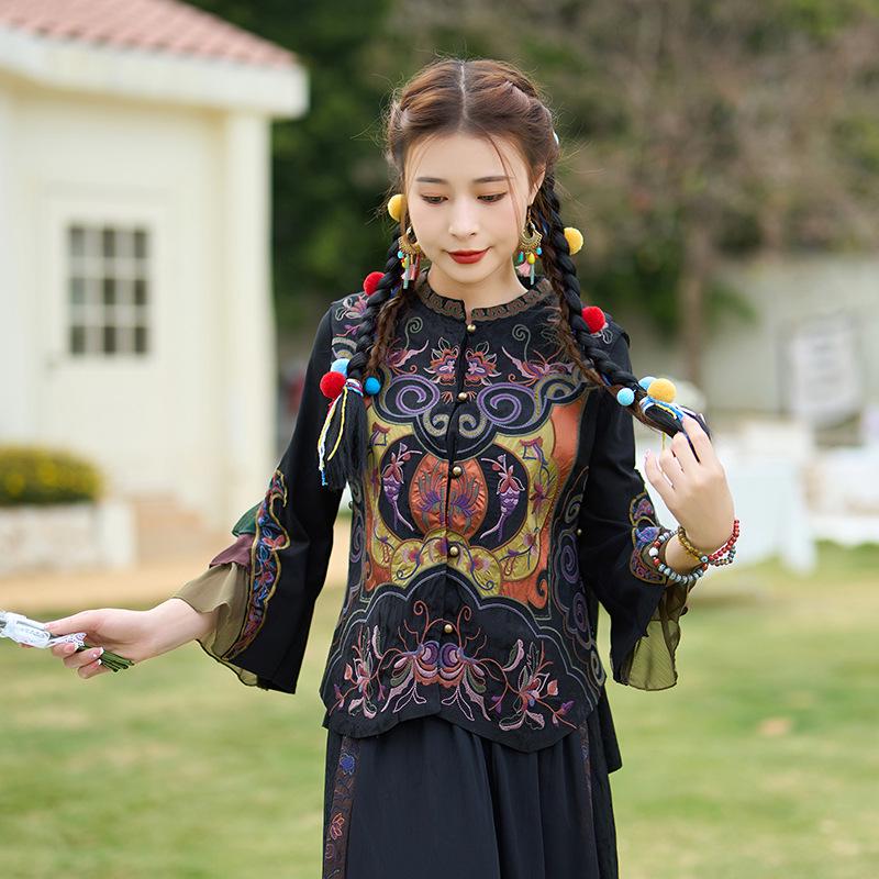Women's Retro Yunnan Embroidered Sleeveless Cardigan Vest