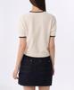MUSINSA STANDARD WOMAN Women'S Mini Boucle Ringer Short Sleeve Knit [Cream/Black]