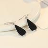 Buyee 925 Sterling Silber Großer Hängeohrring Leichter Glatter Schwarzer Acryl Langer Hängeohrring für Frau Mode Feiner Schmuck Ohrring