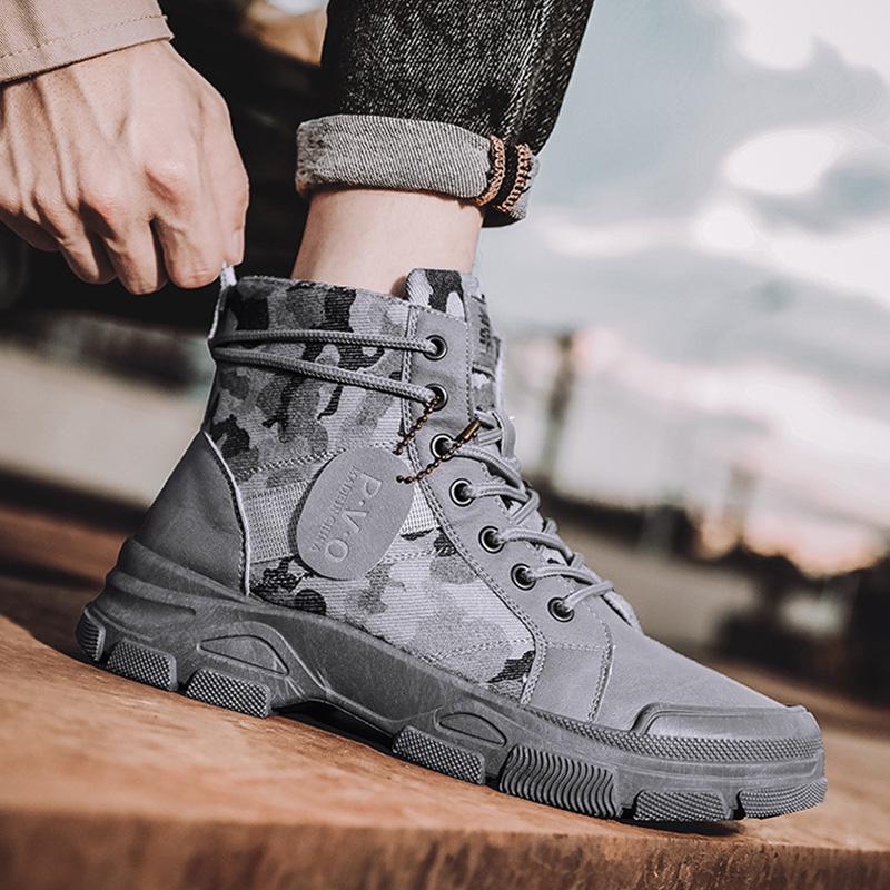 Spring Autumn Shoes Mens Fashion Deserts Boots Camouflage Street Style Cloth Ankle Boots Brand Male Footwear