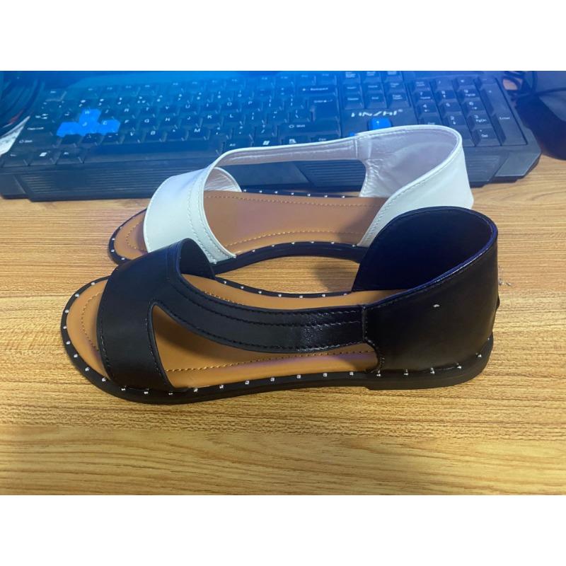 

Женская обувь лето новая однотонная с вырезом «рыбий рот», заклепками, открытым носком, на плоской подошве, большого размера, модные сандалии женские 43 чёрный