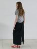 Elssibeui Drawstring Maxi Long Skirt_Black