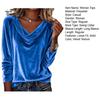 Classy Commuting Top Women Tops Loose Fit Large Neckline Long Sleeve Velvet Relaxed Shirt Texture Pullover Solid Color Spring Autumn Blouse
