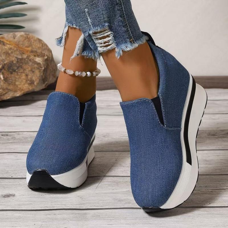 Thick-soled Platform Shoes, Casual White Shoes, Lace-up Canvas Versatile Women's Shoes
