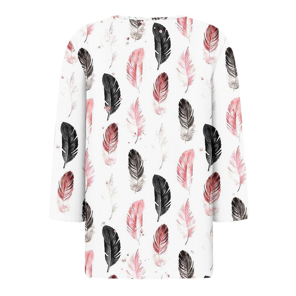 Damska koszulka T-shirt z nadrukiem Rękaw 3/4 Codzienny weekend Moda Podstawowy Dekolt w kształcie litery V Regularny top