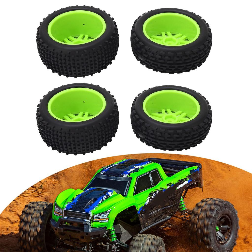 4 Pcs 1Celsius10 RC Off Road Tires 2 Front 2 Rear Round Stud Type Skin V Hole Hub High Grip RC Car Wheels