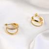 Titanium steel 18k gold with drill earrings, foreign trade stainless steel double ring full drill earrings direct sales