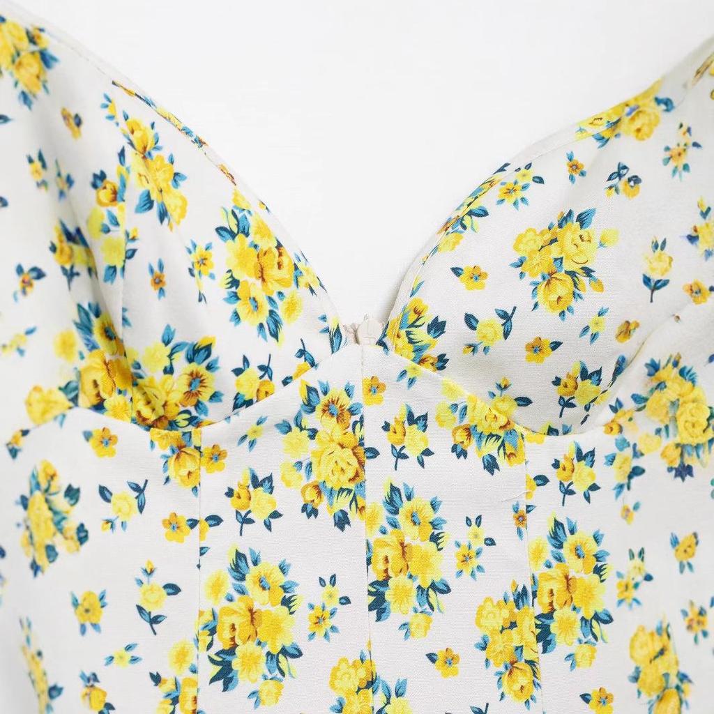 Summer 2025 Women's Slim Fit Poplin Print Spaghetti Strap Dress