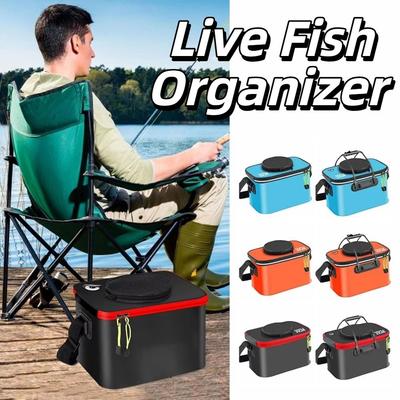 Water-Resistant Foldable Fishing Bucket Thickened Durable Fishing Tackle Bag Breathable EVA Live Fish Storage Organizer