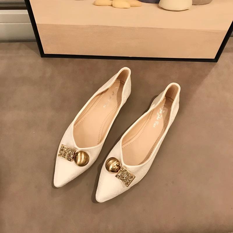 Modische Ballerinas für Damen Frühling Herbst 2025 Neu Spitz Flach Flache Ausschnittschuhe Übergröße Damenschuhe 42 43 44 Slipper Damen