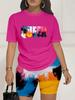 Color code European and American women's clothing painting printing T-shirt shorts set sports suit