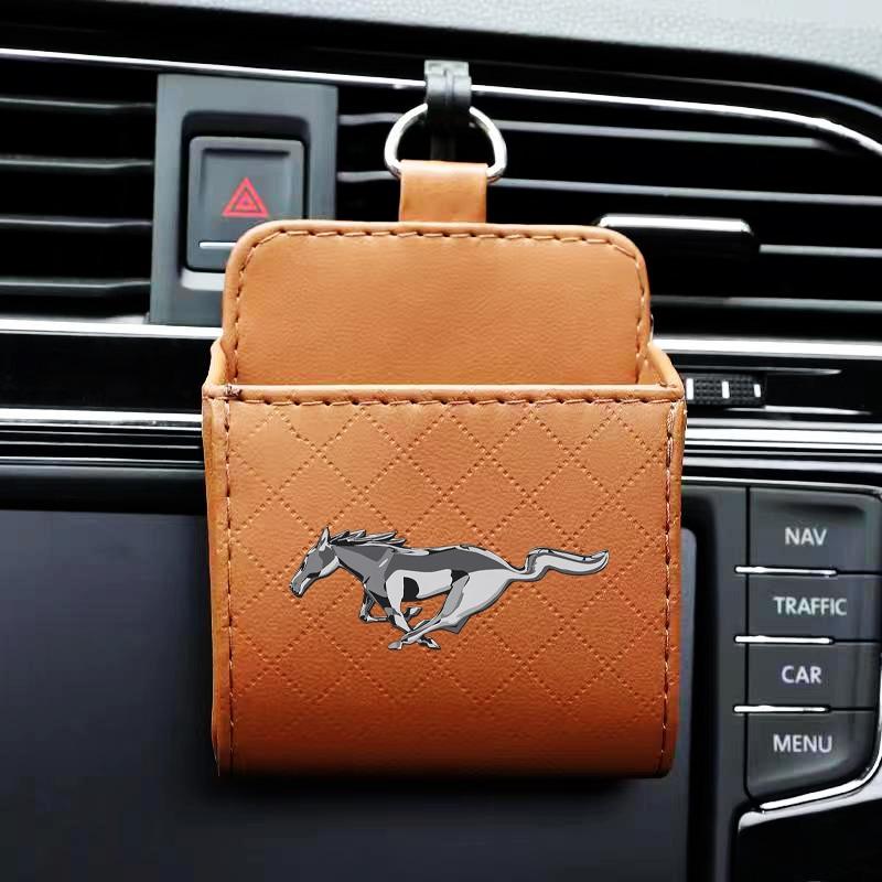 Araba Deri Saklama Çantası Hava Menfezi Torpido Gözü Düzenleyici Asılı Organizer Ford Mustang Mondeo Focus Fiesta Escape Kuga Ecosport Ranger için