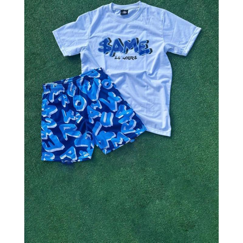 

2026 Men s Summer Set Sportswear 2-piece Set Short Sleeve Round Neck Custom Printed T-shirt Shorts Men s Shorts Set Lightweight S