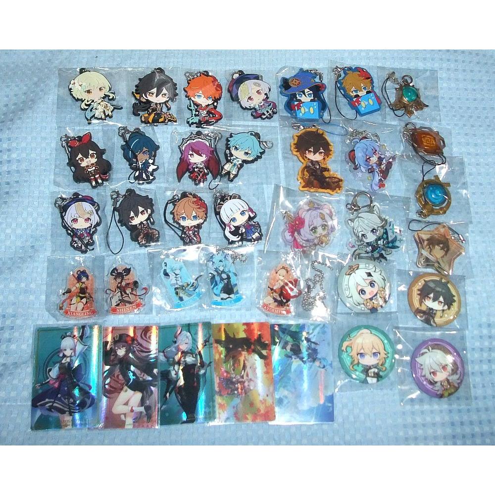 Used Genshin Rubber Strap, God s Eye, Keychain, Card, Can Badge Used Goods Set of 36