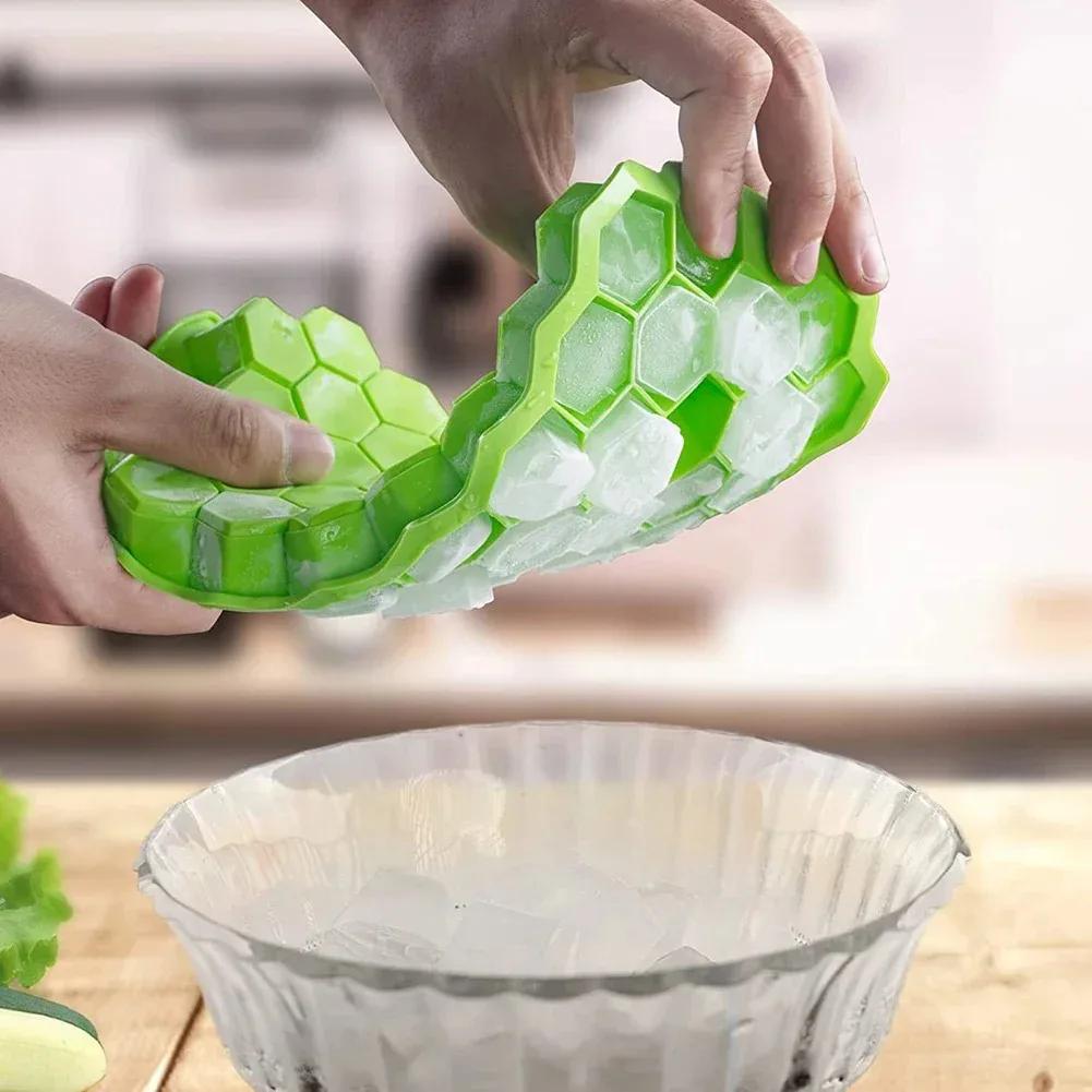 Ice Trays Silicone Mold Reusable Honeycomb Ice Cube Maker Food Grade Ice Maker with Lids Popsicle Mould Mold