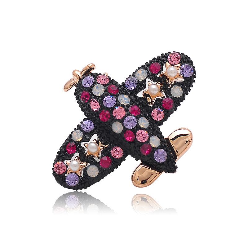 

Korean Cartoon Airplane Crystal Brooch for Sweaters and Coats
