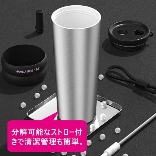 Ceramic Tumbler with Straw, Ceramic Water Bottle with Lid, Mug Bottle with Straw, Direct Drinking, Coffee Mug, Vacuum Insulated, Keeps Hot or Cold, La