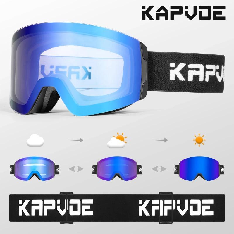 Gafas de Esquí Adaptables Luz Roja Azul para Hombres y Mujeres Gafas de Esquí Activas Antivaho Gafas de Esquí Magnéticas Protección UV Protección 400 Gafas de Nieve