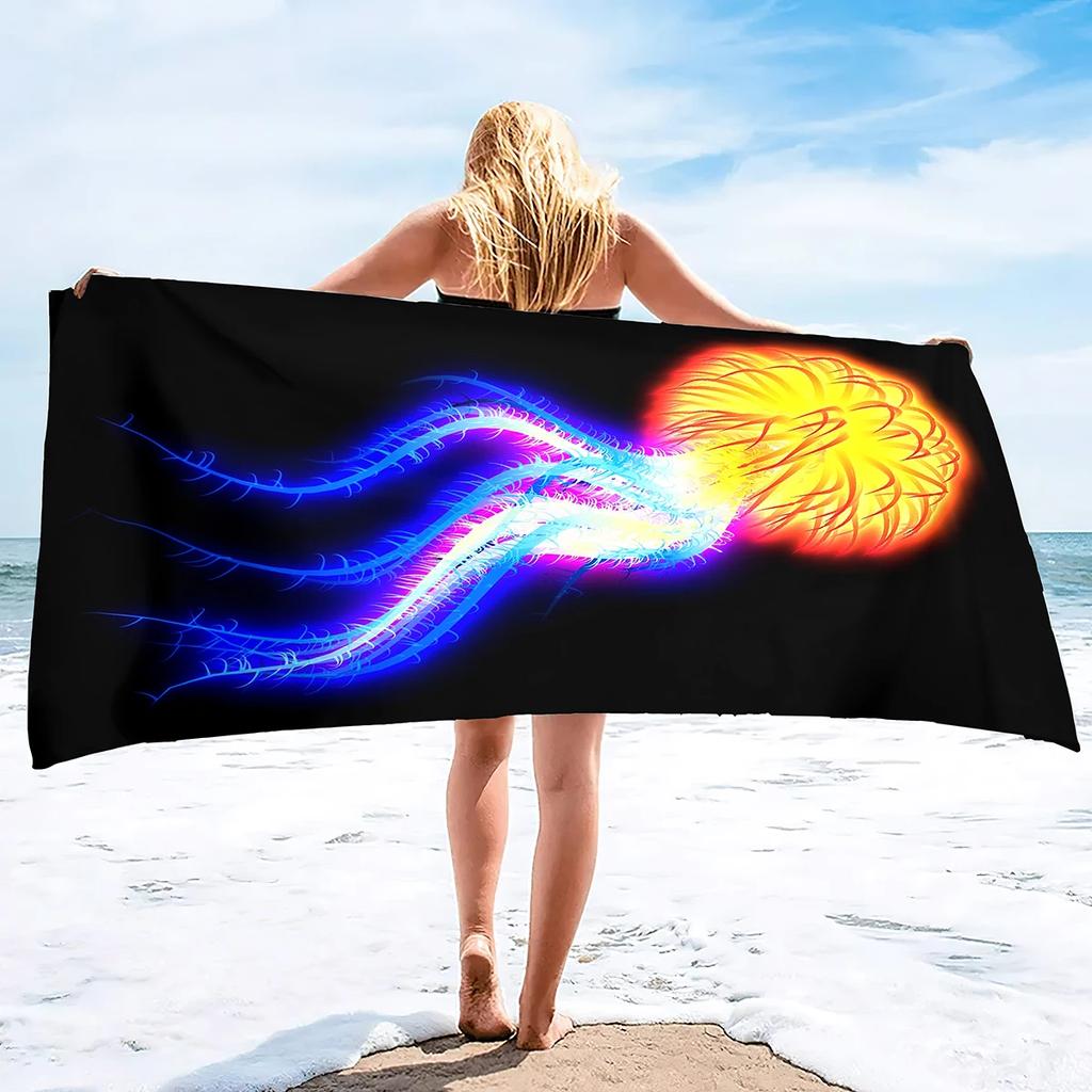 Jellyfish Printed Soft Beach Towels Super Absorbent, Quick Dry Decorative Pool Towels Lightweight Compact Beach Accessories