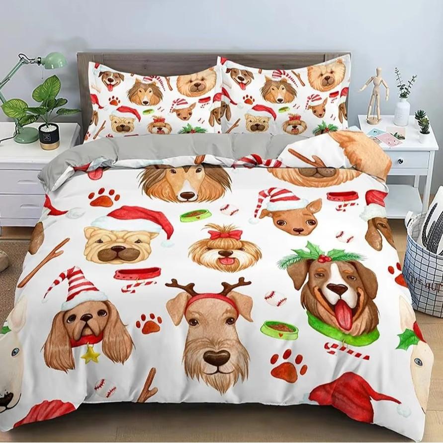 Christmas Snowman Down Comforter Set Bedding Set 3-piece Duvet Cover Set