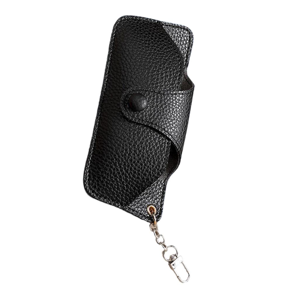 PU Leather Glasses Case Chain Pouch Reading Glasses Holder for Men and Women with Snap Closure Flocked Protective Liner