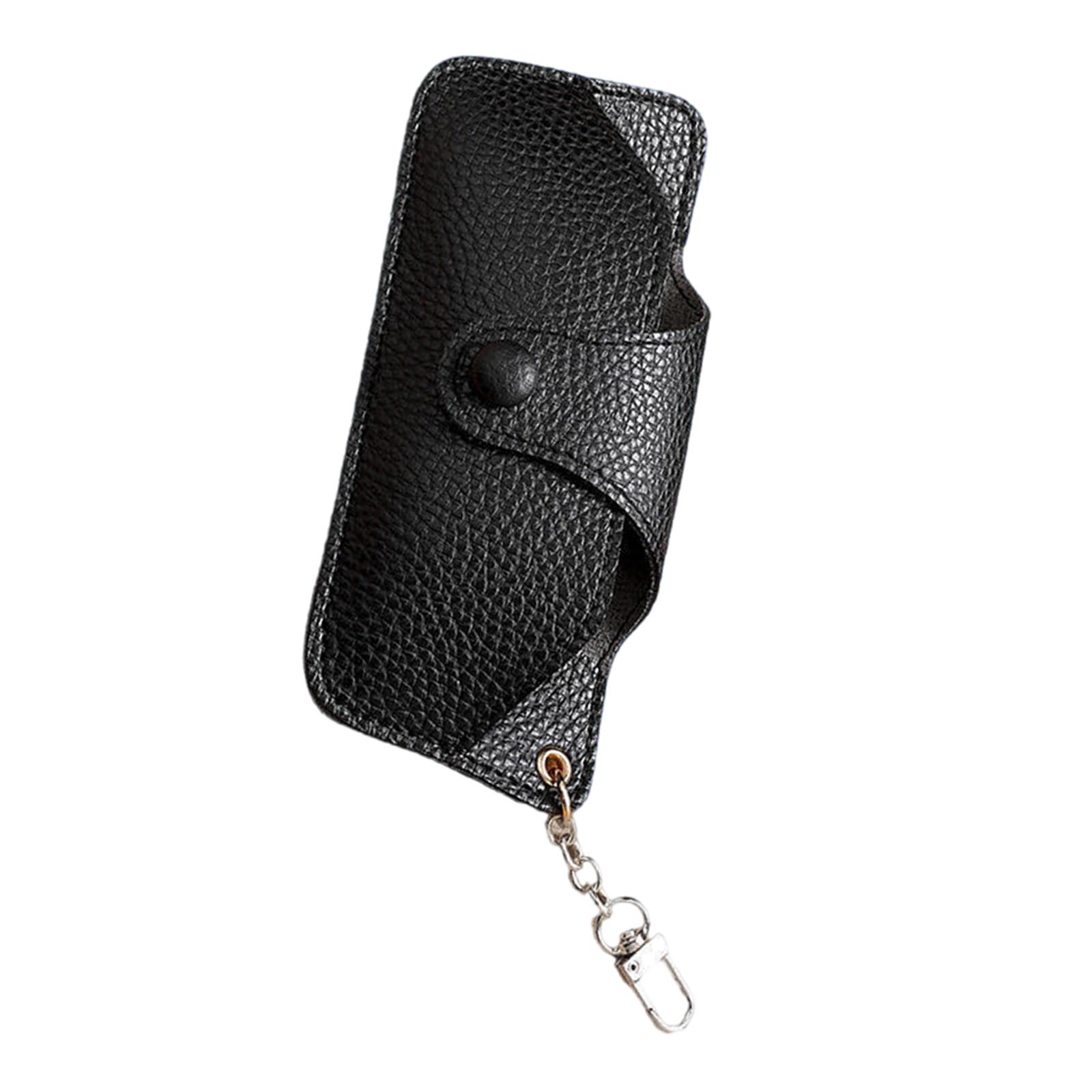 

Футляр для очков из искусственной кожи с цепочкой, держатель для очков для чтения для мужчин и женщин с застежкой-кнопкой, флокированная защитная подкладка чёрный