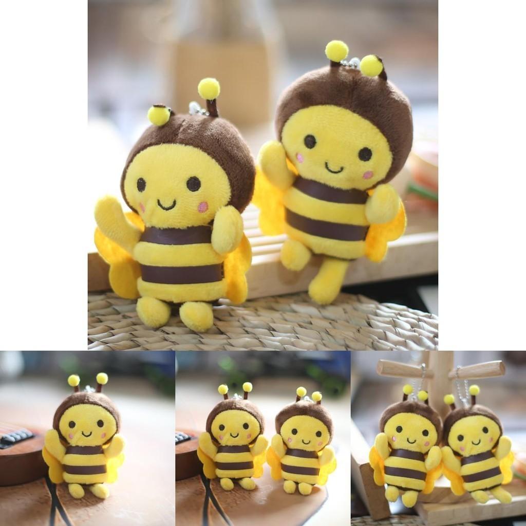 Cute Miniature Bee Plush Toy Charm In Yellow For Bags And Keys