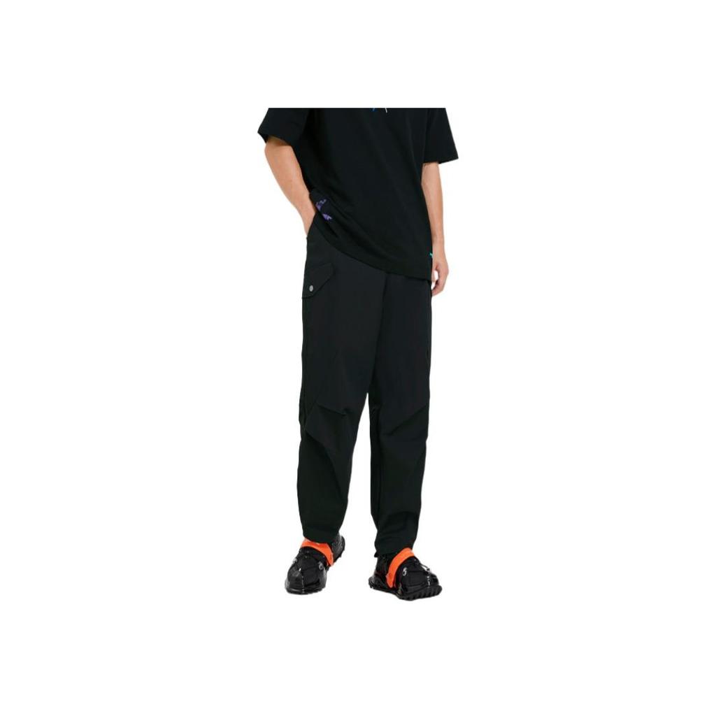 Li-Ning Solid Color Logo Casual Loose Sports Pants Men Bottoms Black AKXSB41-1