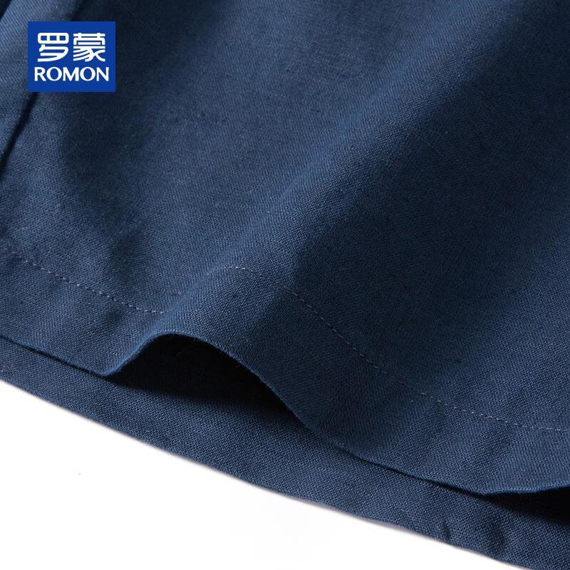 ROMON Men's Lightweight Linen Blend Chinese Style Capri Shorts
