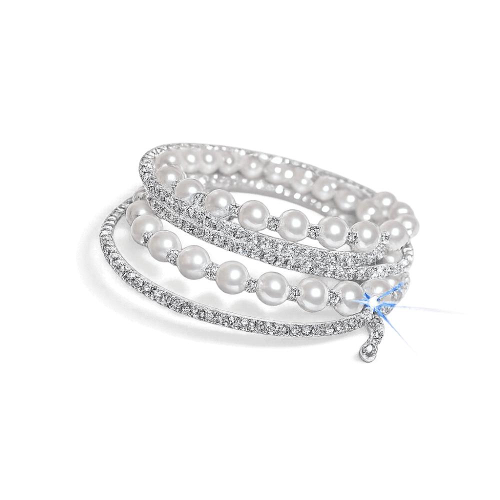 Elegant Crystal Imitation Pearl Bracelet Fashion Stretchable Pearl Cuff  Wedding